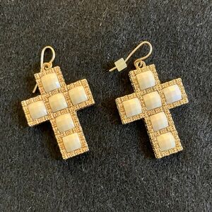 Beautiful Light Gold Cross Earrings